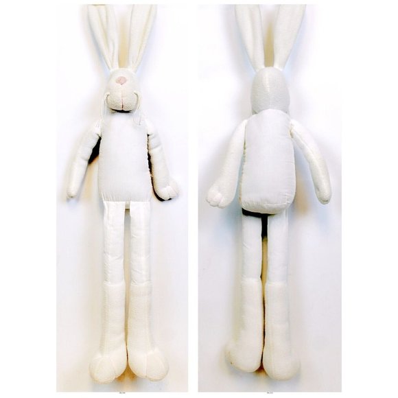 30" Stuffed Animal White Bunny Plush Chenille Pastel Dress Easter Spring Rabbit - Picture 6 of 9